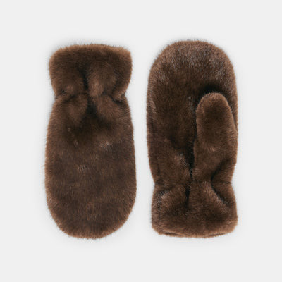 FAUX FUR MITTENS ESPRESSO | DolceVita.com