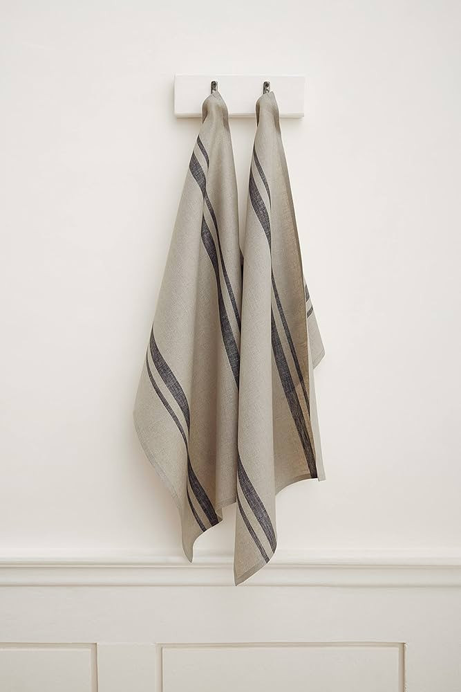 Solino Home Stripe Linen Kitchen Towels - 17 x 26 Inch Set of 2 Kitchen / Tea Towels - French Str... | Amazon (US)