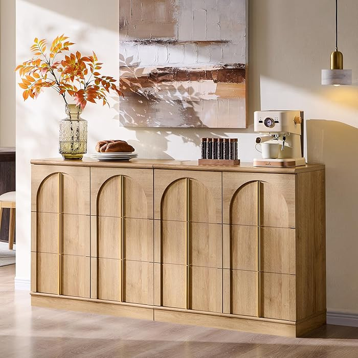 ACCOHOHO Buffet Cabinet with Storage & Arched Doors Set of 2, 63" Wood Sideboard with Adjustable ... | Amazon (US)