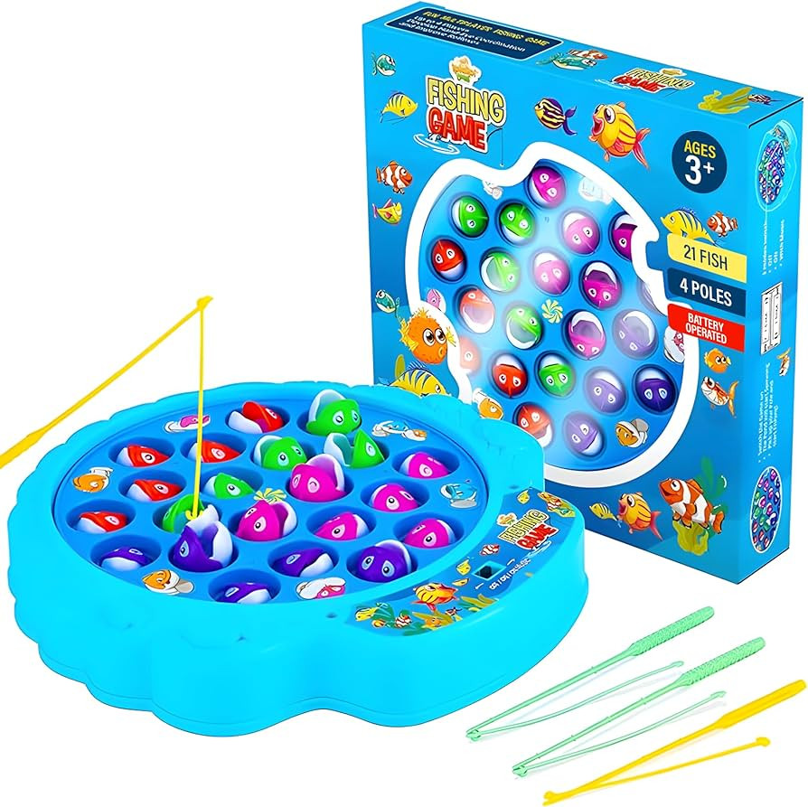 IPIDIPI TOYS Fishing Game for Kids, 21 Fish and 4 Poles – Magnetic Fish Toy with Rotating Board... | Amazon (US)
