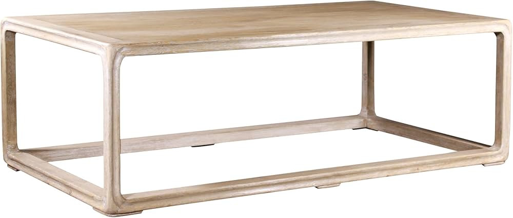 Artissance Reclaimed Wood Peking Rectangle Weathered White Wash Finish, 55 Inch Long Coffee Table | Amazon (US)