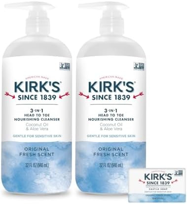 Kirk's 3-in-1 Head to Toe Nourishing Liquid Cleanser & Travel Size Bar Soap - for Men, Women & Ch... | Amazon (US)