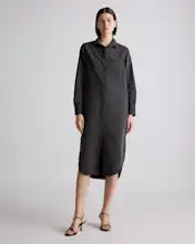 Distressed Denim Maxi Shirt Dress in Washed Black | Quince