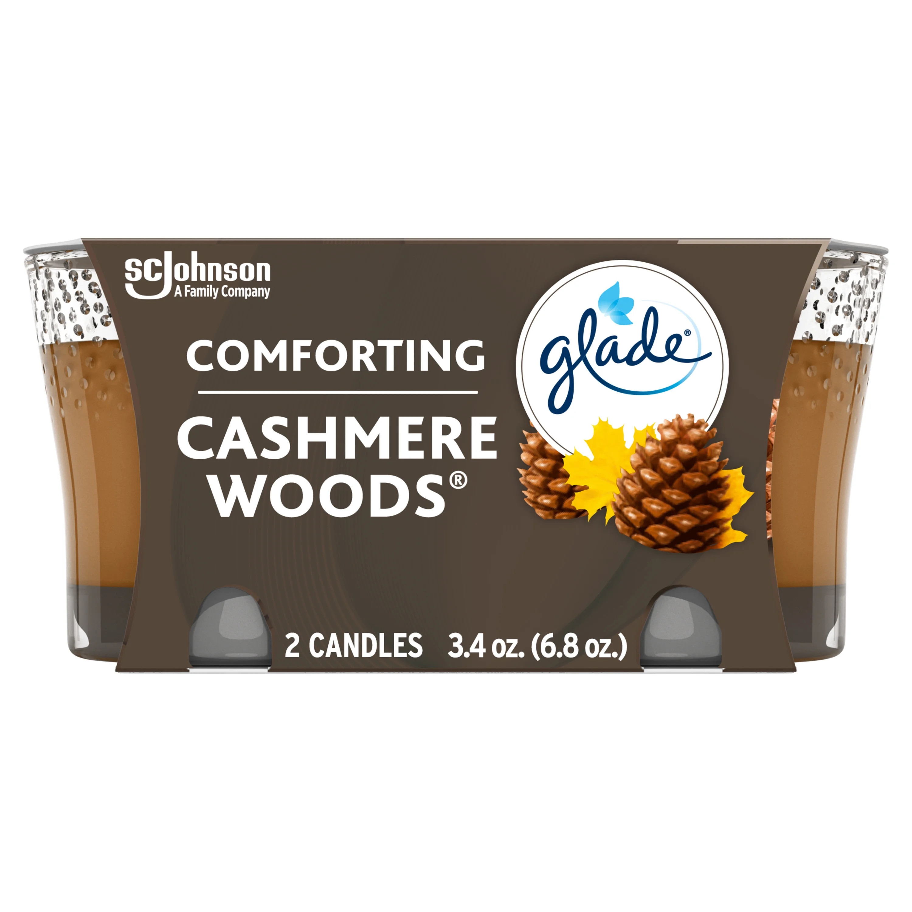 Glade Jar Candle 2 ct, Cashmere Woods, 6.8 oz. Total, Air Freshener, Wax Infused with Essential O... | Walmart (US)