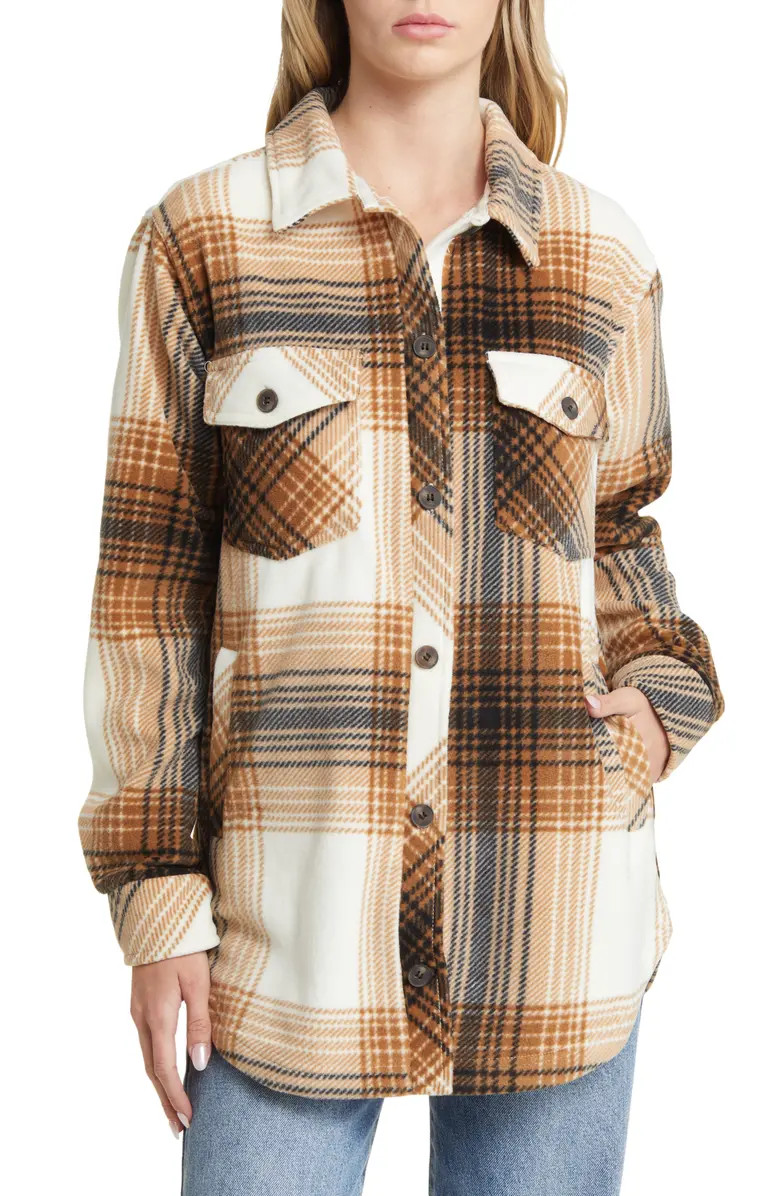 Plaid Polar Fleece Shacket | Nordstrom