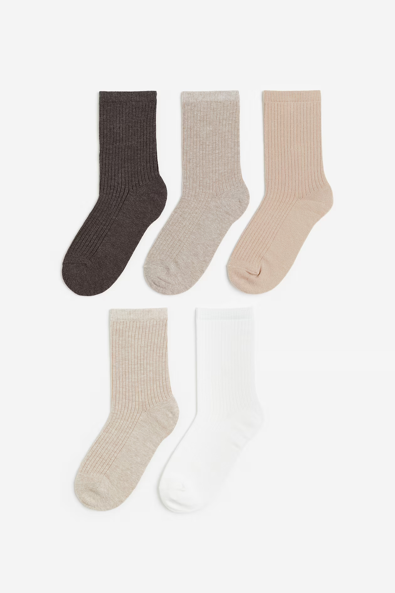 5-pack Ribbed Socks - White/beige - Ladies | H&M US | H&M (US + CA)