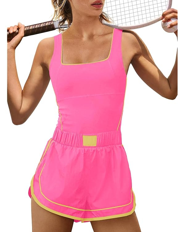 Yanekop Womens Athletic Romper Sleeveless Workout Jumpsuits Exercise Active Rompers One Piece Out... | Amazon (US)