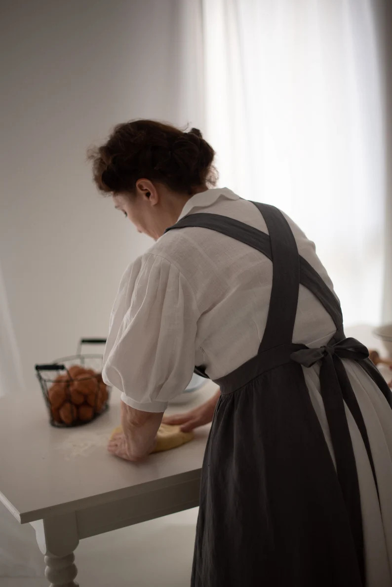 Pinafore, Linen Pinafore, Linen Apron, Victorian Style Pinafore, Victorian Style Apron, Tradition... | Etsy (US)
