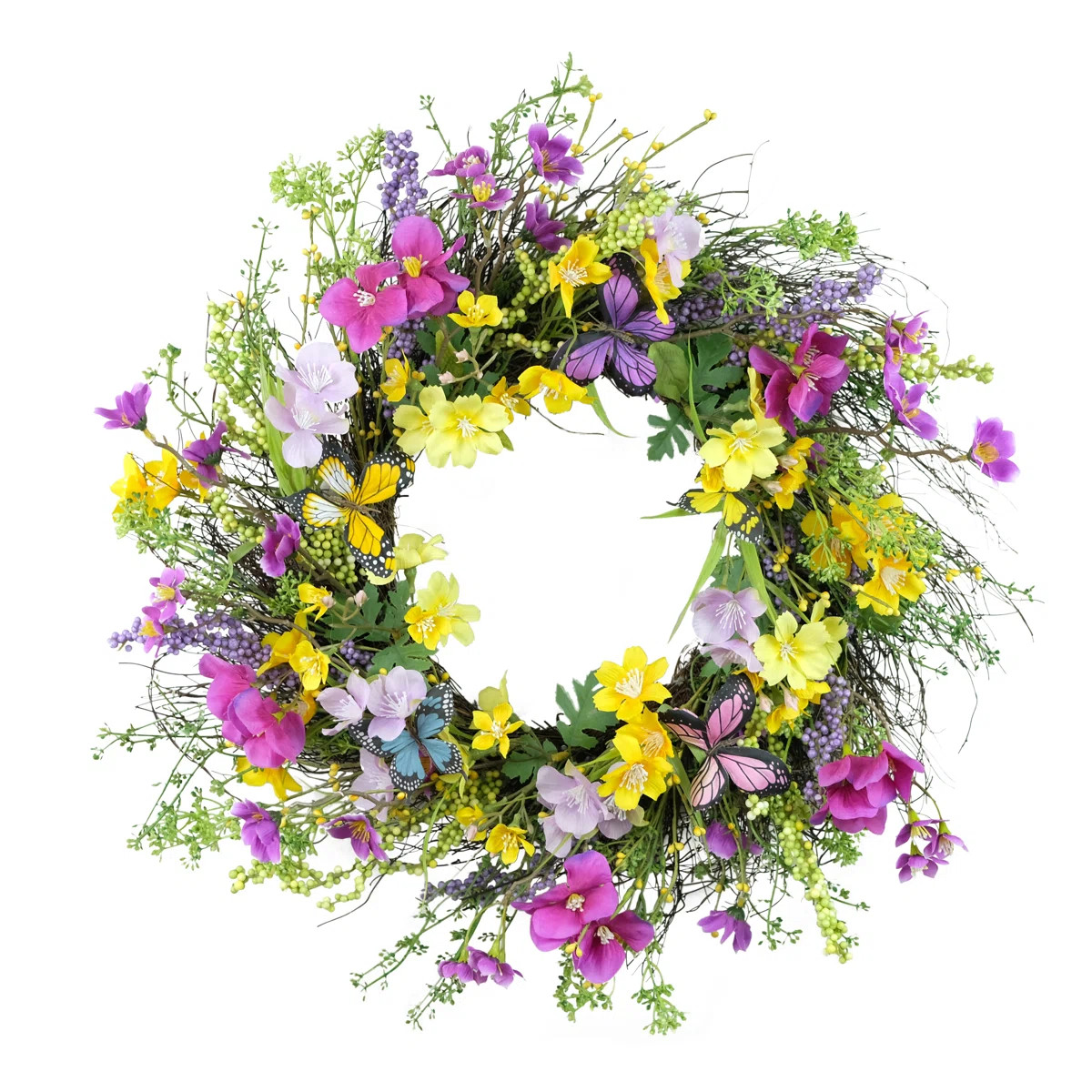 24" Artificial Dogwood Floral Spring Wreath | Wayfair North America