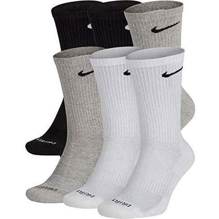 Nike Mens Everyday Plus Cushion Crew Socks 6 Pair Multi-color SX6897 922 X-Large Black White Grey | Walmart (US)