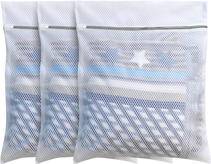 FOYERNUAGE 3pcs PREMIUM Honeycomb Mesh Laundry Bags for Delicates with Zipper,Travel Storage Orga... | Amazon (US)