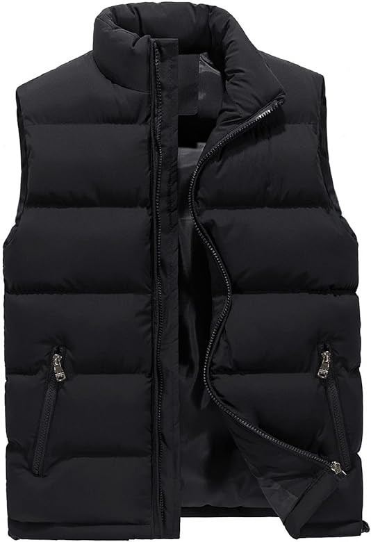 WENKOMG1 Winter Puffer Vest For Men,Lightweight Packable Ski Vest Zip Up Sleeveless Water Resista... | Amazon (US)
