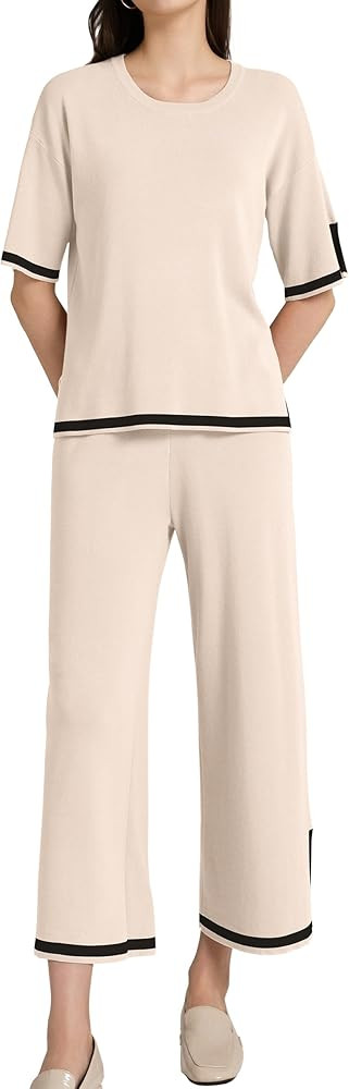 SuperPrity Women Sweater Set 2 or 3 Piece Outfits Short/Long Sleeve Knit Pullover Tops High Waist... | Amazon (US)