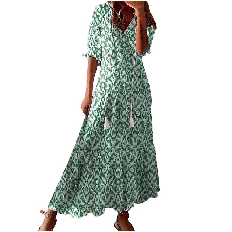 Lenago Sun Dresses for Women Plus Size Fashion Casual Spring And Summer V-neck Three-quarter Slee... | Walmart (US)