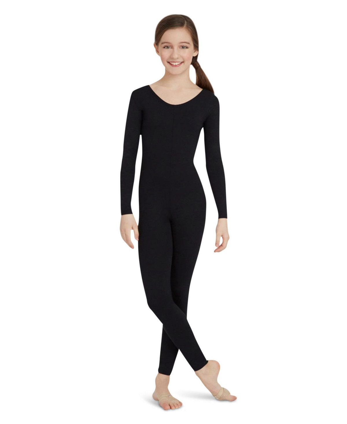 Capezio Girls Long Sleeve Unitard - Black | Macy's