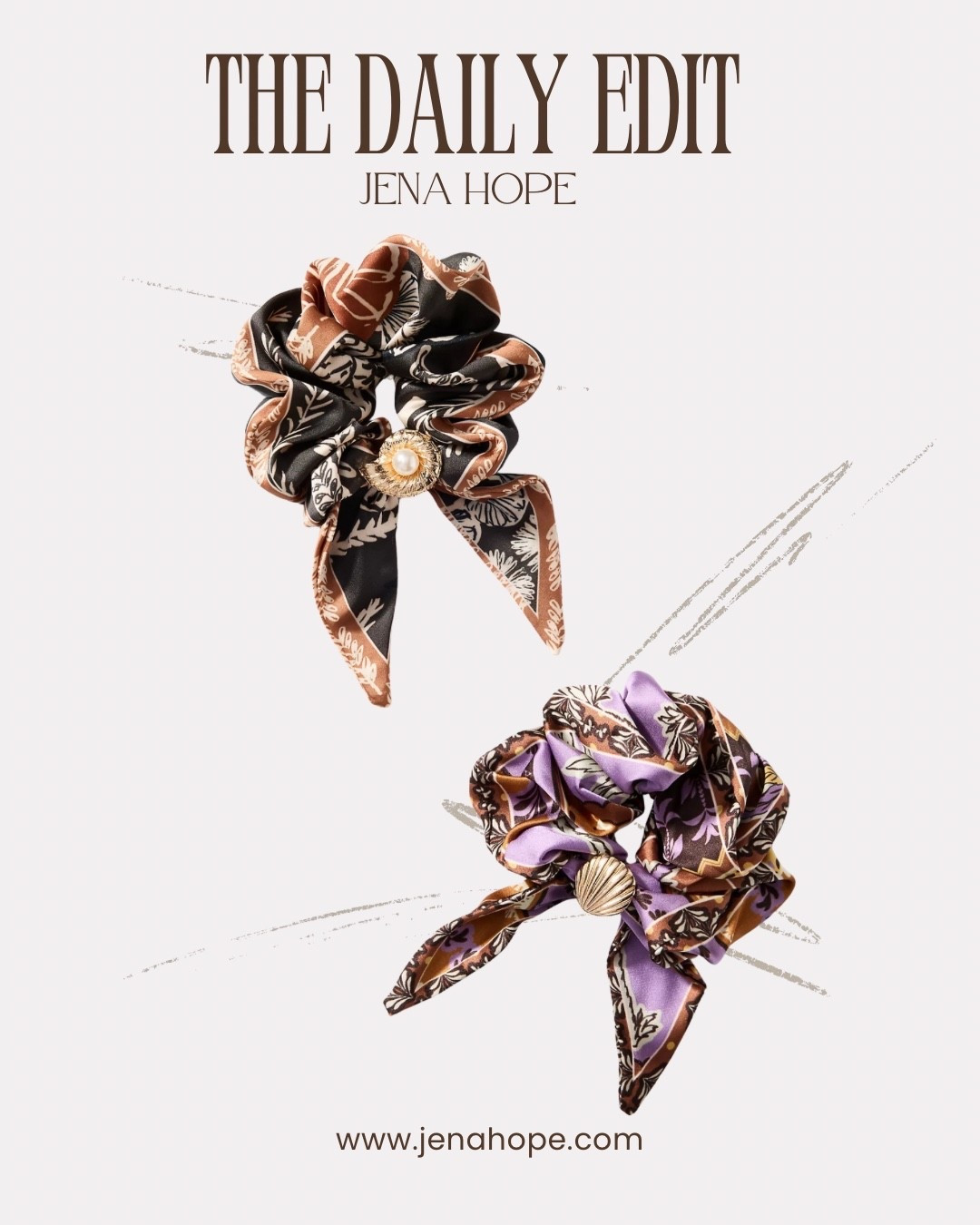 Cute silk scrunchies with gold accent 