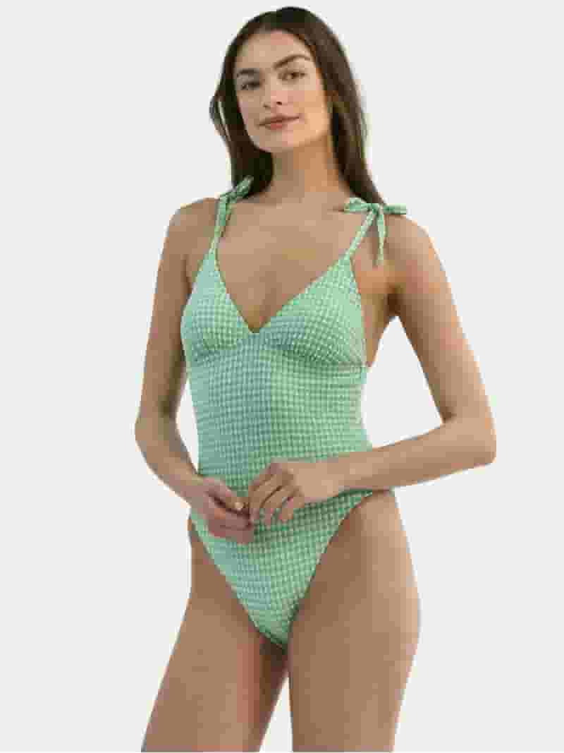 Time and Tru Women's and Women's Plus Gingham One Piece Swimsuit, Sizes XS-3X | Walmart (US)
