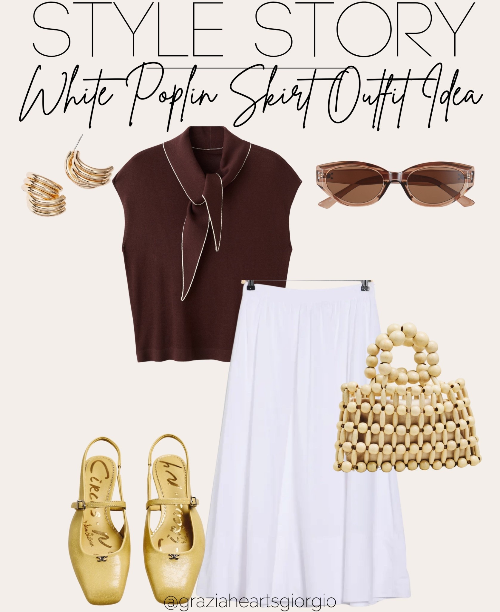 White Poplin Skirt Outfit Idea 
.
.
#whiteskirt