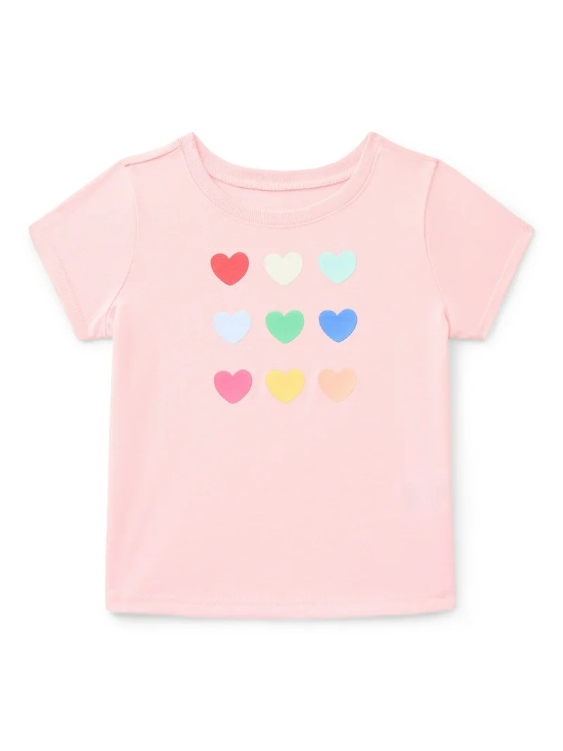 Wonder Nation Baby Girls Crewneck Tee with Short Sleeves, Sizes 0/3M-24M | Walmart (US)