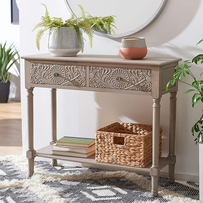 SAFAVIEH Home Collection Josie Greige 2-Drawer Console Table | Amazon (US)