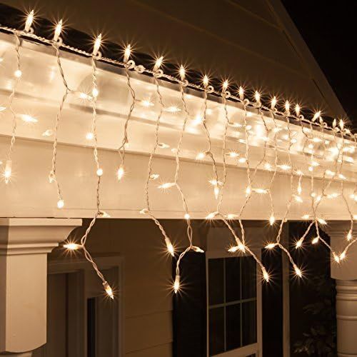 8.5 ft 150 Clear Icicle Lights - White Wire, Indoor / Outdoor Christmas Lights, Outdoor Holiday I... | Amazon (US)
