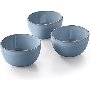 Keltum Smokey Blue Glazed Stoneware 4-Inch Bowls, Set of 3 | Amazon (US)