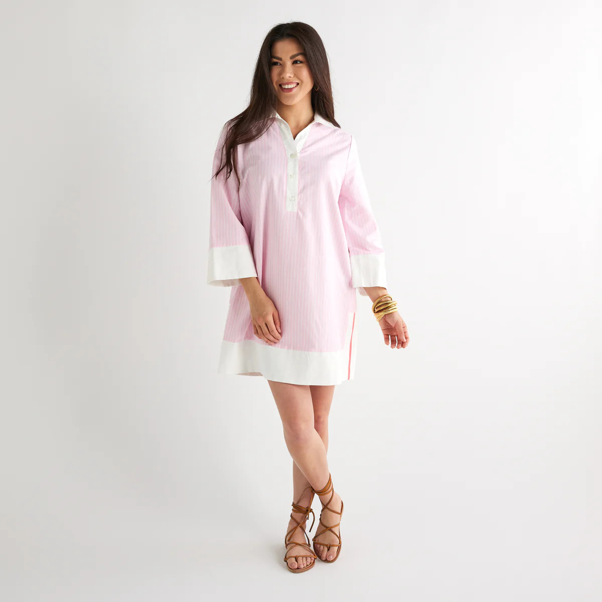 Carrie Dress Pink Stripe | Caryn Lawn