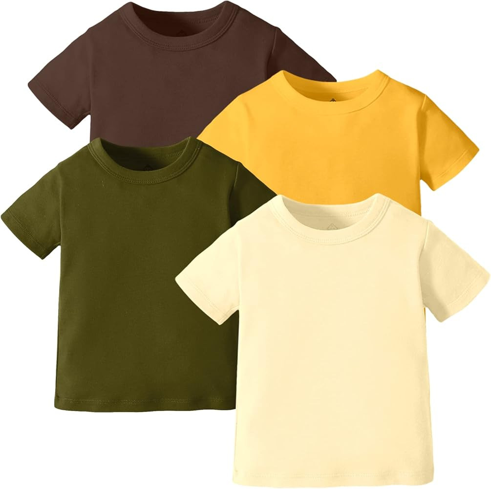 OPAWO Unisex Infant Baby Crew Neck T-Shirt 4 Pack Toddler Short Sleeve Solid Color Tees Shirts fo... | Amazon (US)