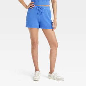 Women's Leisure Studio Mid-Rise Pull-On Shorts - Universal Thread™ Blue L: Cotton-Modal Blend, ... | Target