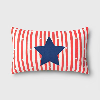 Star Applique Lumbar Throw Pillow White/Red - Sun Squad™ | Target