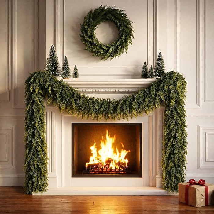 1 Pack 10FT Christmas Garland Real Touch Cedar Garland | Amazon (US)