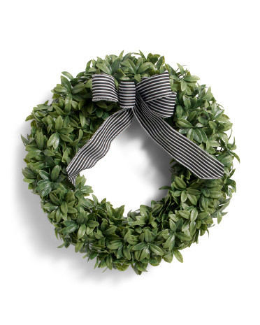 24in Boxwood Wreath With Ribbon | TJ Maxx