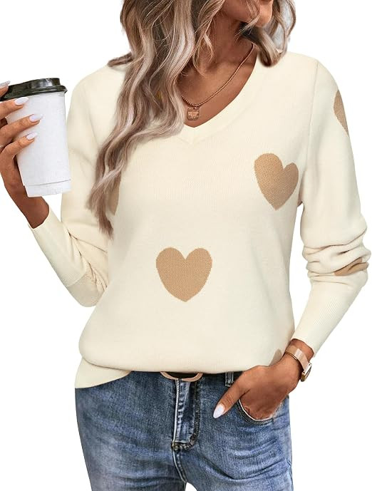 Women's Spring Sweaters 2026 Casual Long Sleeve Pullover V Neck Lightweight Sweatshirts Cute Blou... | Amazon (US)