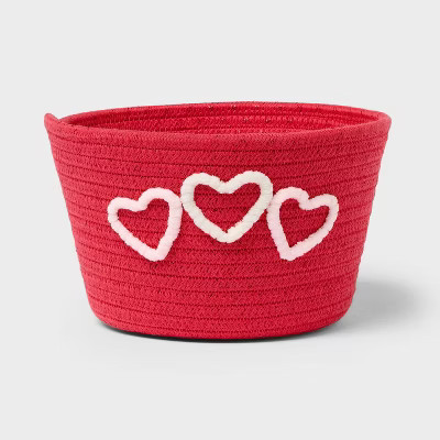 Valentine's Day Round Decorative Rope Basket Red - Spritz™ | Target