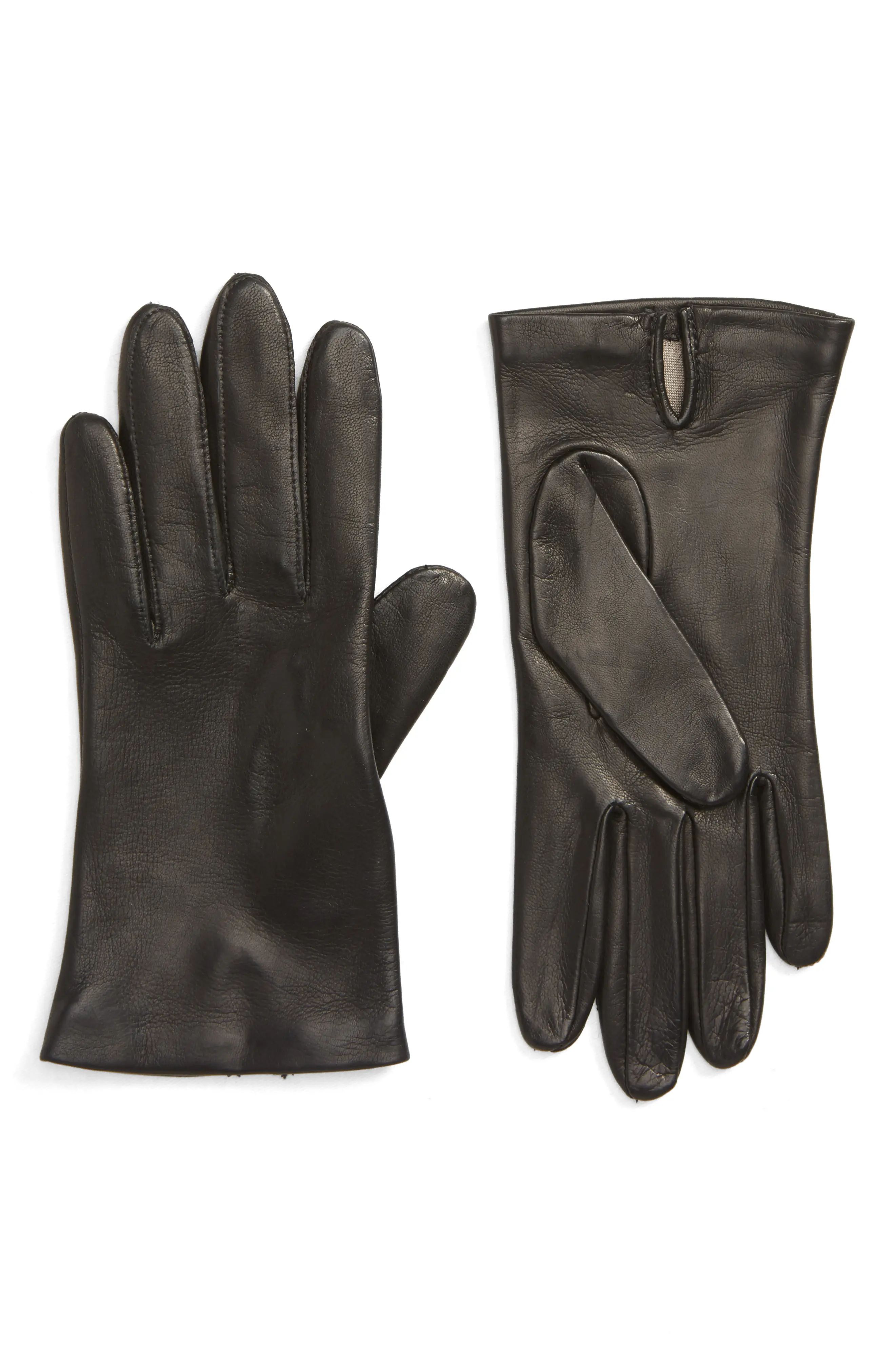 Nordstrom Lambskin Leather Gloves in Black at Nordstrom, Size Medium | Nordstrom