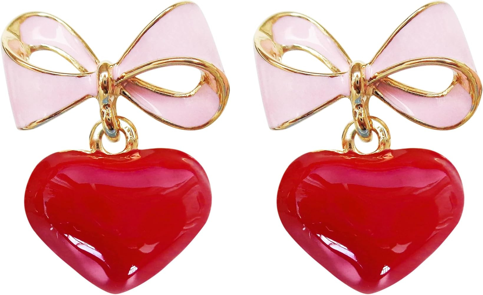 Navachi 18k Gold Plated Bow Heart Colorful Candy Enamel Womens Fashion Elegant Stud Earrings | Amazon (US)