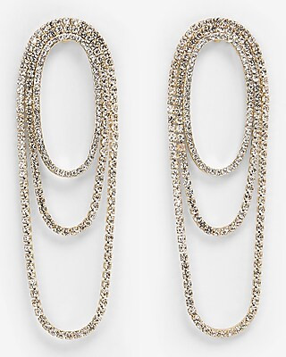 Rhinestone Looped Chain Drop Earrings | Express