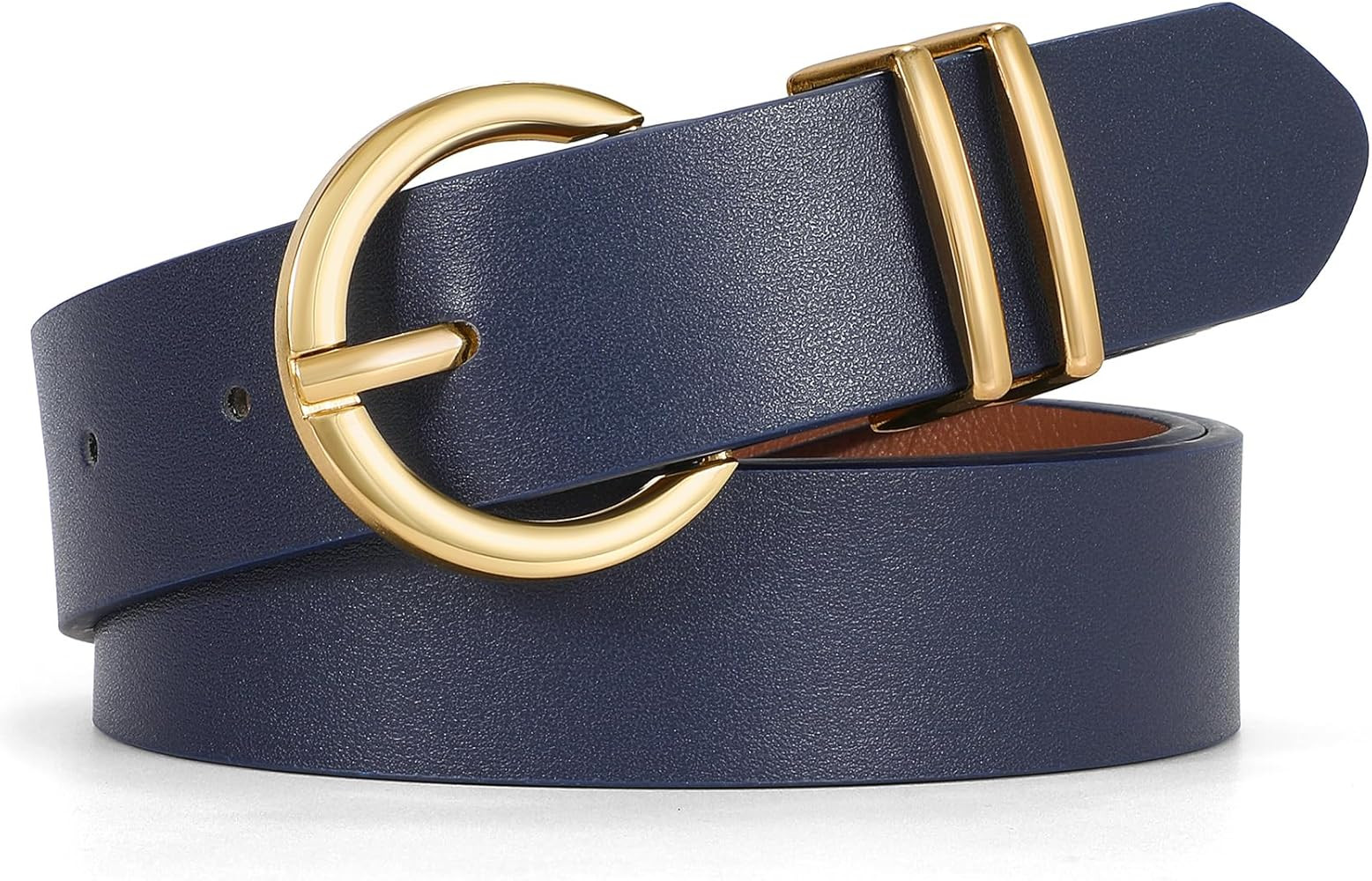 WHIPPY Women Leather Belt Fashion Design belt Gold Buckle Ladies Belt for Jeans Pants Dresses | Amazon (US)