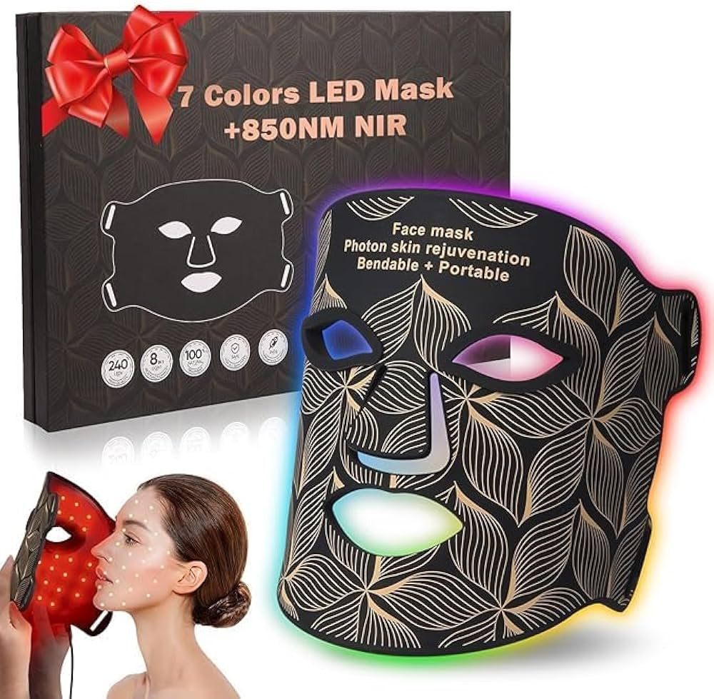 Red Light Therapy for Face, 7＋1 Colors LED Face Mask Light Therapy with 850NM Near-infrared, Po... | Amazon (US)