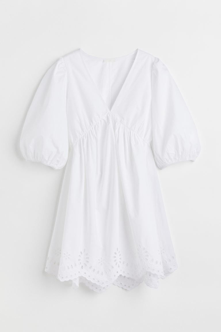 Cotton Dress with Eyelet Embroidery | H&M (US)
