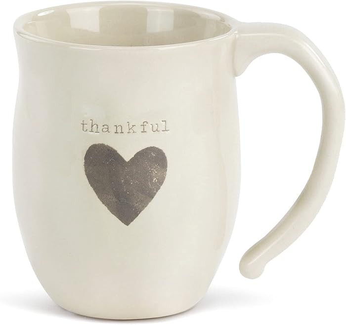 DEMDACO Thankful Heart Cream Inspirational 16 ounce Ceramic Stoneware Coffee Mug | Amazon (US)