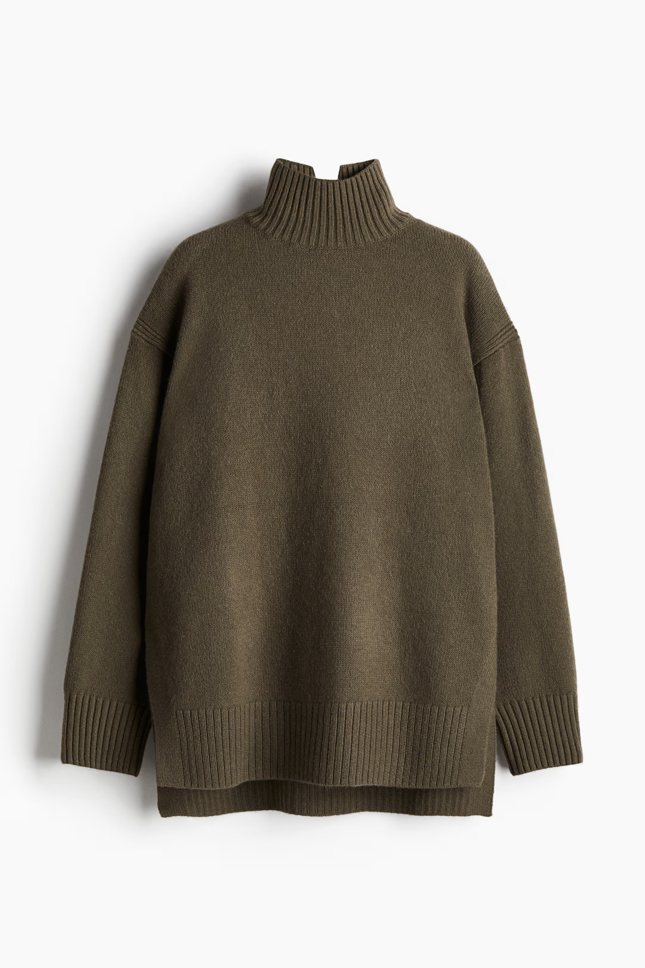 Oversized Turtleneck Sweater - Dark khaki green - Ladies | H&M US | H&M (US + CA)
