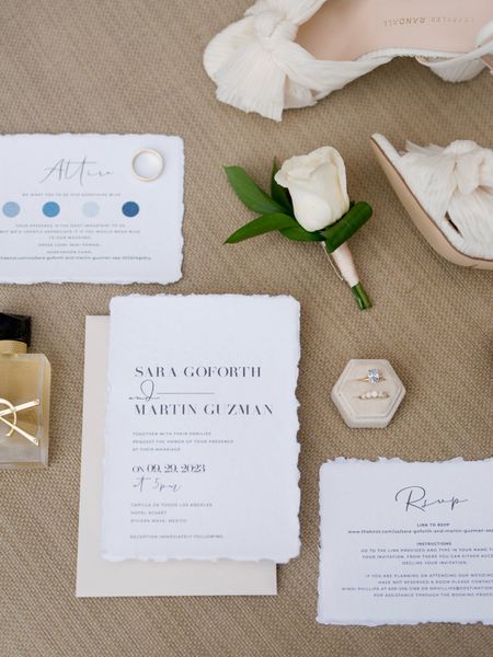 custom handmade wedding invitations that include a invitation, RSVP card, and an attire card. They’re the Harper Handmade Paper Wedding Invitations from Paradise Invitations 

#LTKGiftGuide #LTKwedding