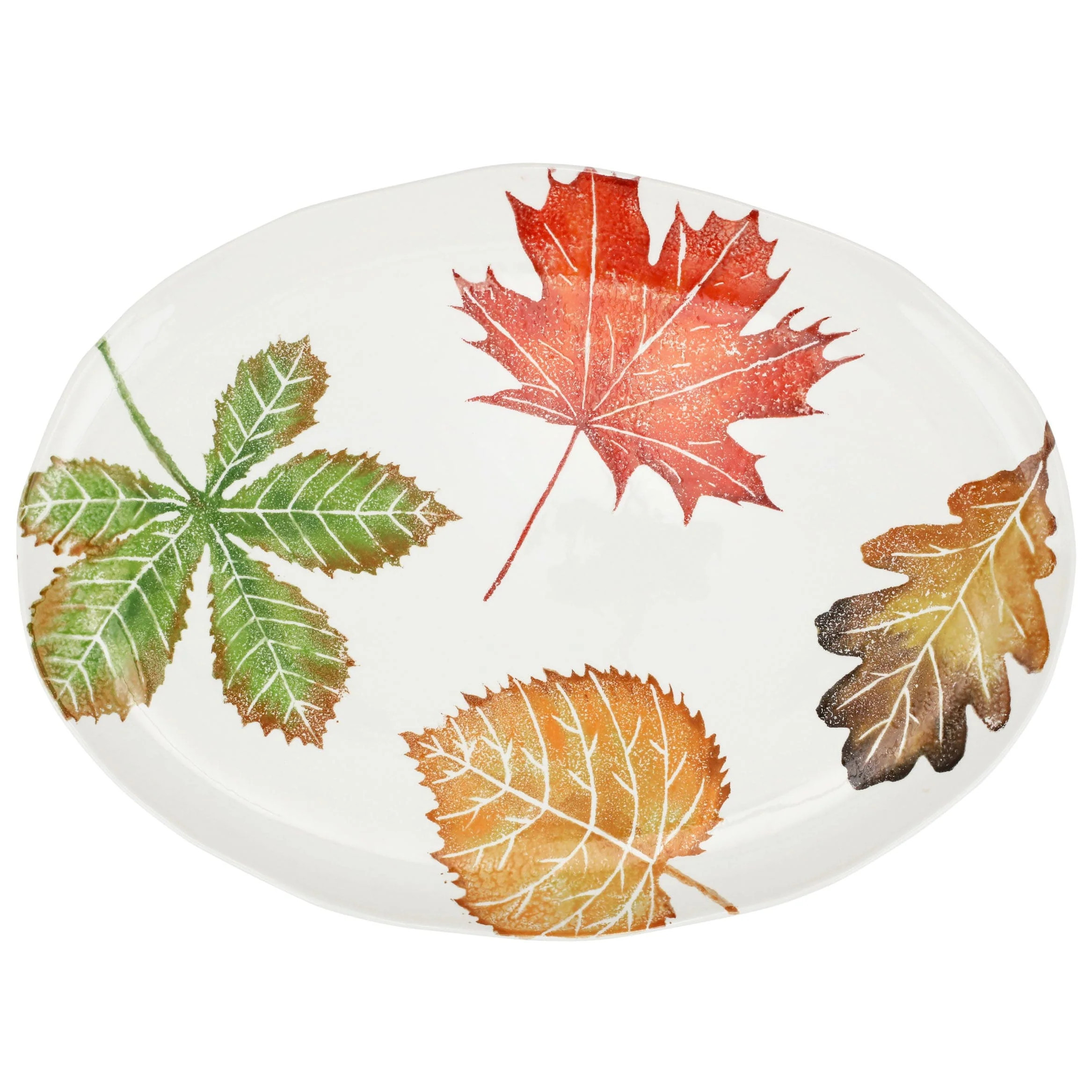 Autunno Assorted Leaves Large Oval Platter | VIETRI