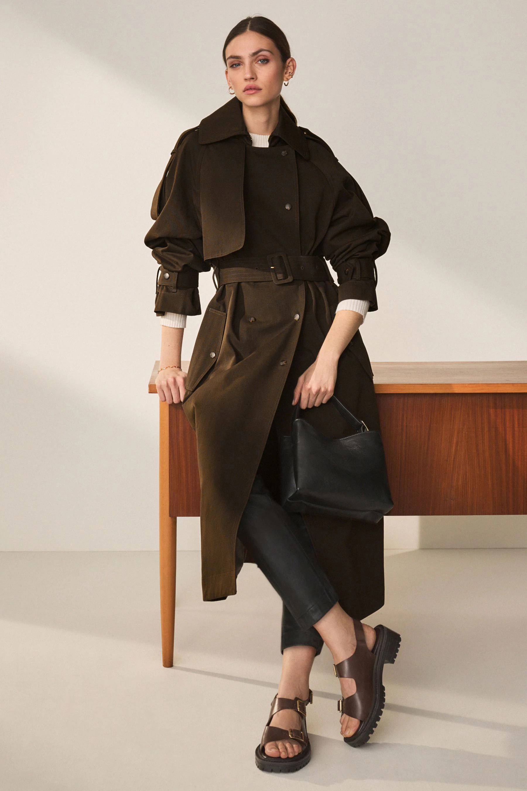 Chocolate Brown Premium Trench Coat | Lipsy