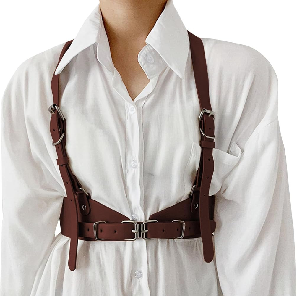 Happy Cherry Harness Belt for Women Punk Belt PU Leather Fashion Accessories for Dress Blouses | Amazon (US)