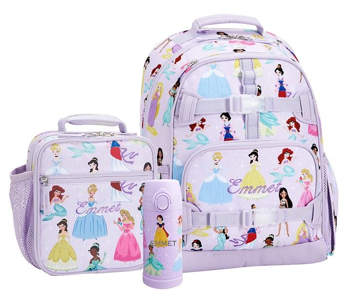 Mackenzie Lavender Disney Princess Backpack & Lunch Bundle, Set Of 3 | Pottery Barn Kids