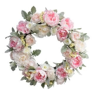23" Pink Peony & Rose Wreath by Ashland® | Michaels Stores