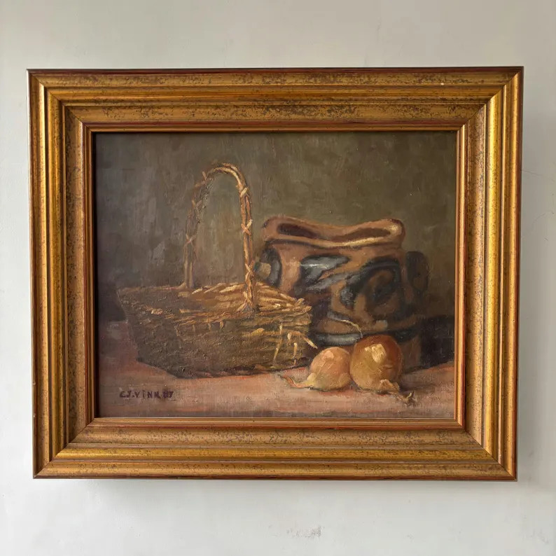 Timeless Still Life Oil Painting "woven Basket" Handcrafted Small Artwork - Etsy | Etsy (Global)