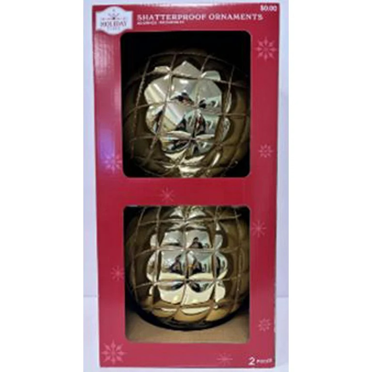 Shiny Gold Jumbo Shatterproof Christmas Ornaments, 2 Count, by Holiday Time | Walmart (US)